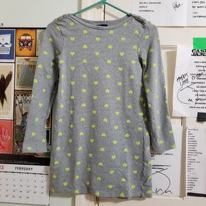 GAP Kids dress Large 10 heart print long sleeve knit casual button shoulders